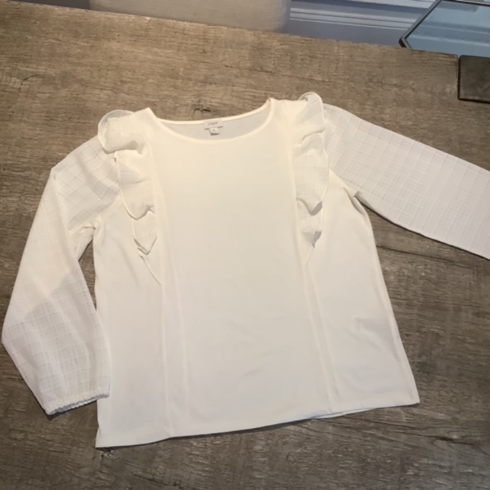 J Crew long-sleeved ruffle top, Ivory Size M